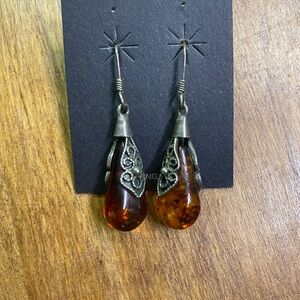 Sterling Silver and Amber dangle earrings
